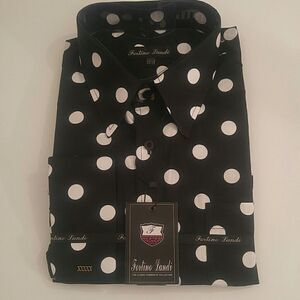 MEN'S FORTINO LANDI BLACK POLKA DOT DRESS SHIRT